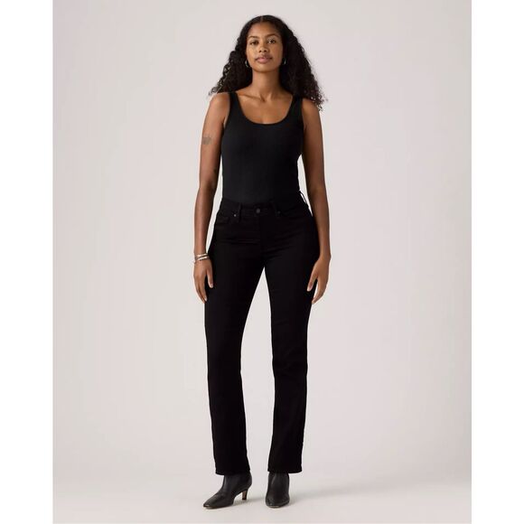 Levi’s 314 Shaping Straight Black Women’s Jeans Mid Rise Tummy Control 30x32 - Picture 1 of 15